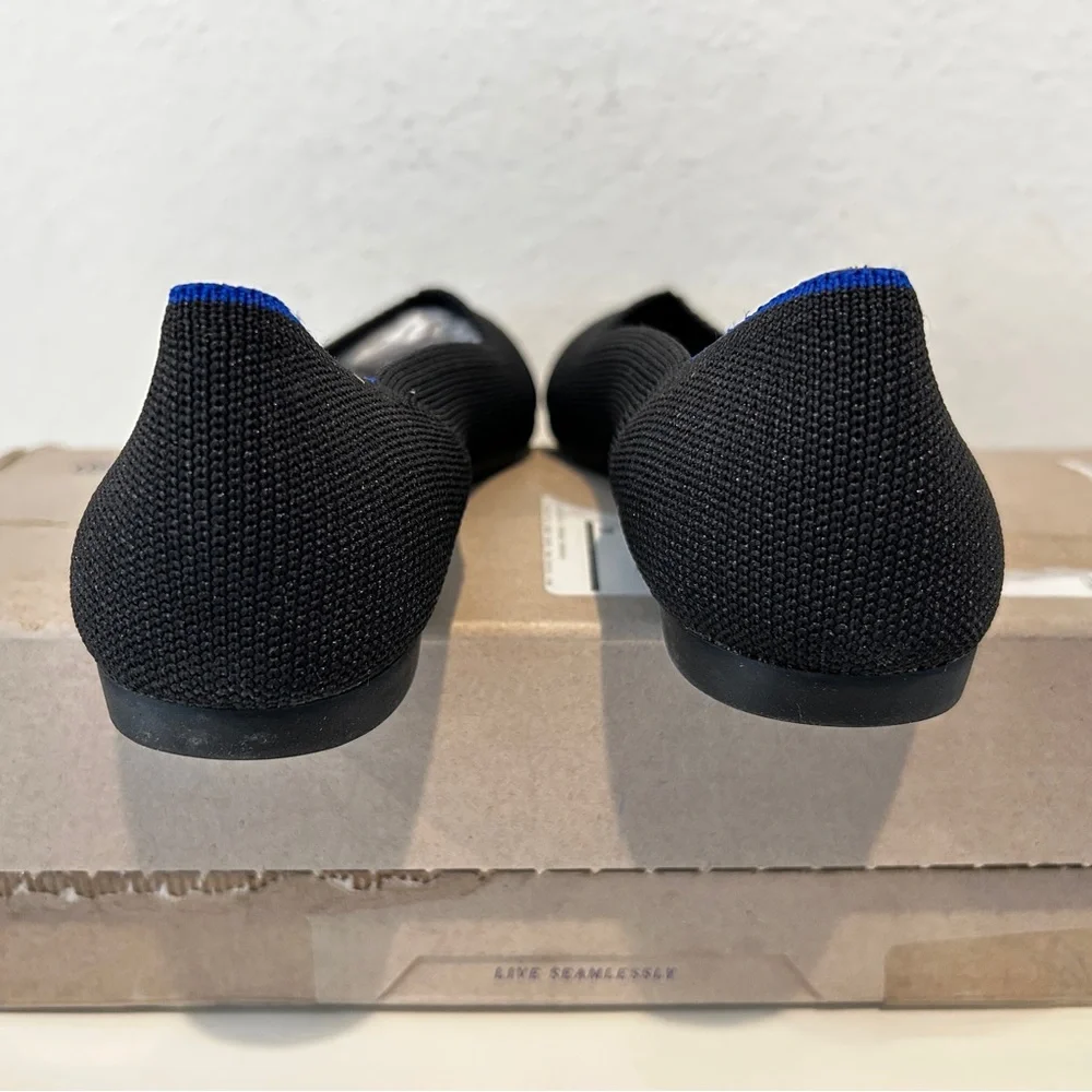 Rothy's The Point Flats in Black Solid, Size 6.5, New in Box